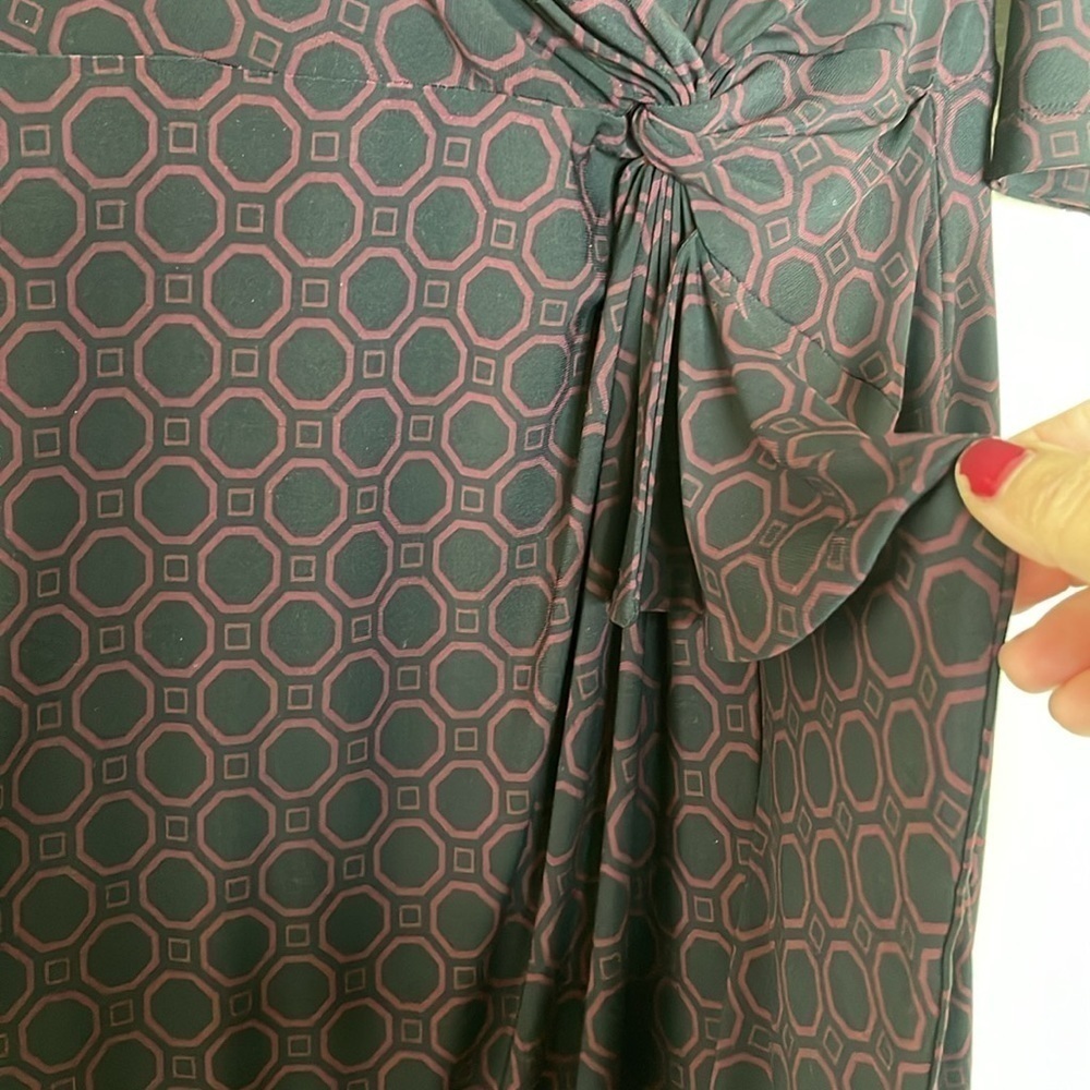 LAUREN Ralph Lauren Black Pink Square Print 3/4 Sleeve Jersey Dress Size 16 W - Picture 4 of 6